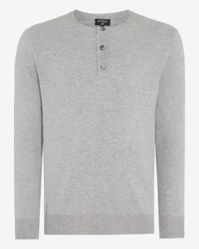 007 ROUND NECK HENLEY IN LIGHT GREY
