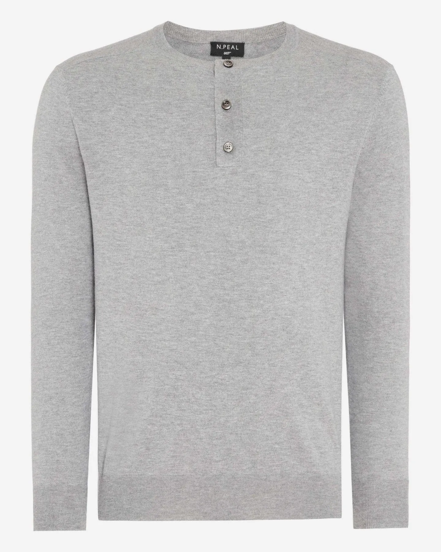 007 ROUND NECK HENLEY IN LIGHT GREY