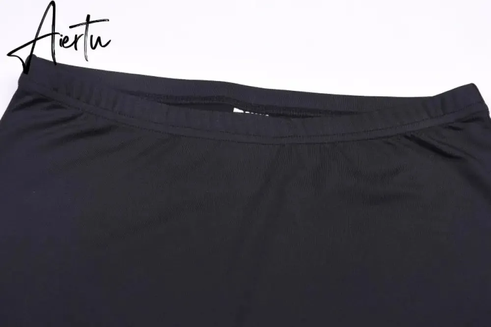 Aiertu  Long Sleeve Zipper High Neck Elastic Sexy Crop Tops Shorts 2-Pieces Summer Autumn Women Fashion Casual Sports Sets
