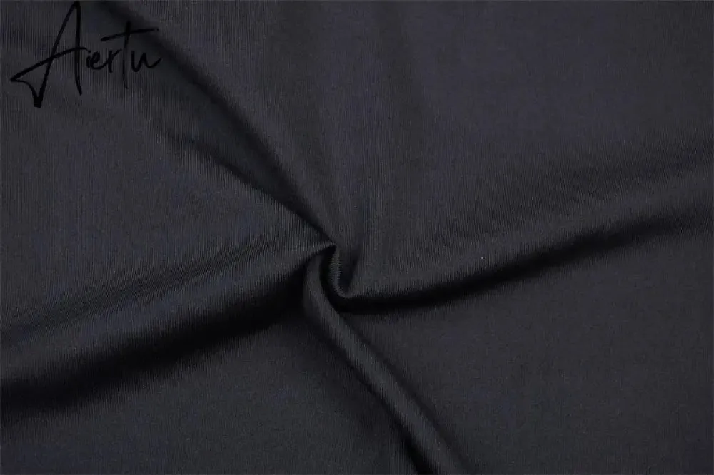 Aiertu  Long Sleeve Zipper High Neck Elastic Sexy Crop Tops Shorts 2-Pieces Summer Autumn Women Fashion Casual Sports Sets