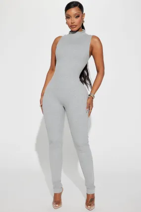 Amber Snatched Jumpsuit - Heather Grey