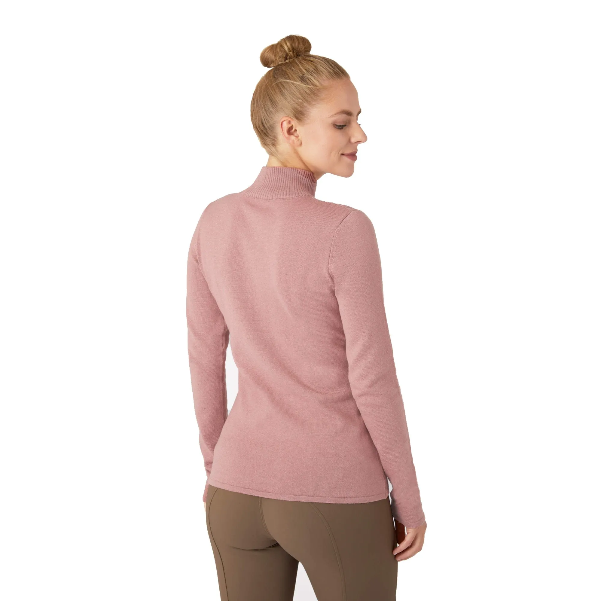 B Vertigo Ruth Ladies Knitted Pullover with Front Zipper, Old Rose