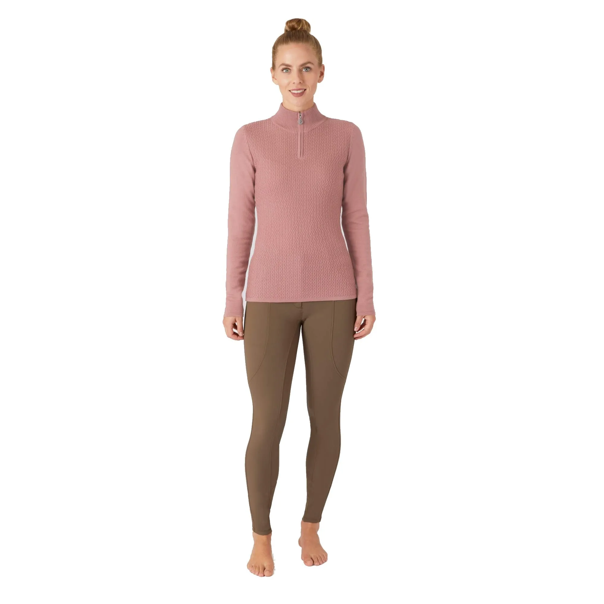 B Vertigo Ruth Ladies Knitted Pullover with Front Zipper, Old Rose
