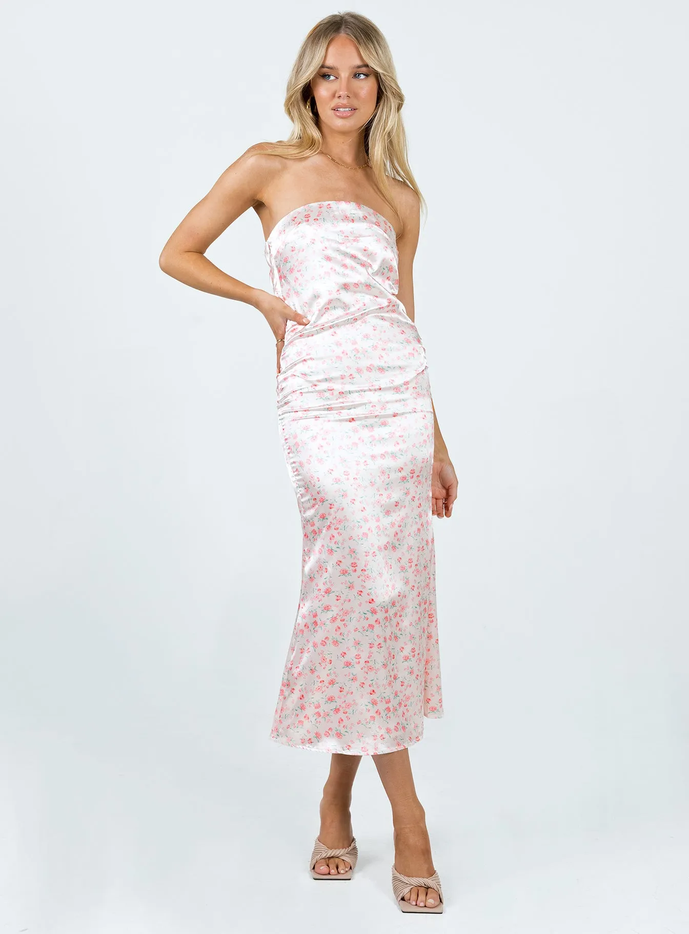 Barnsley Strapless Midi Dress Pink / Floral