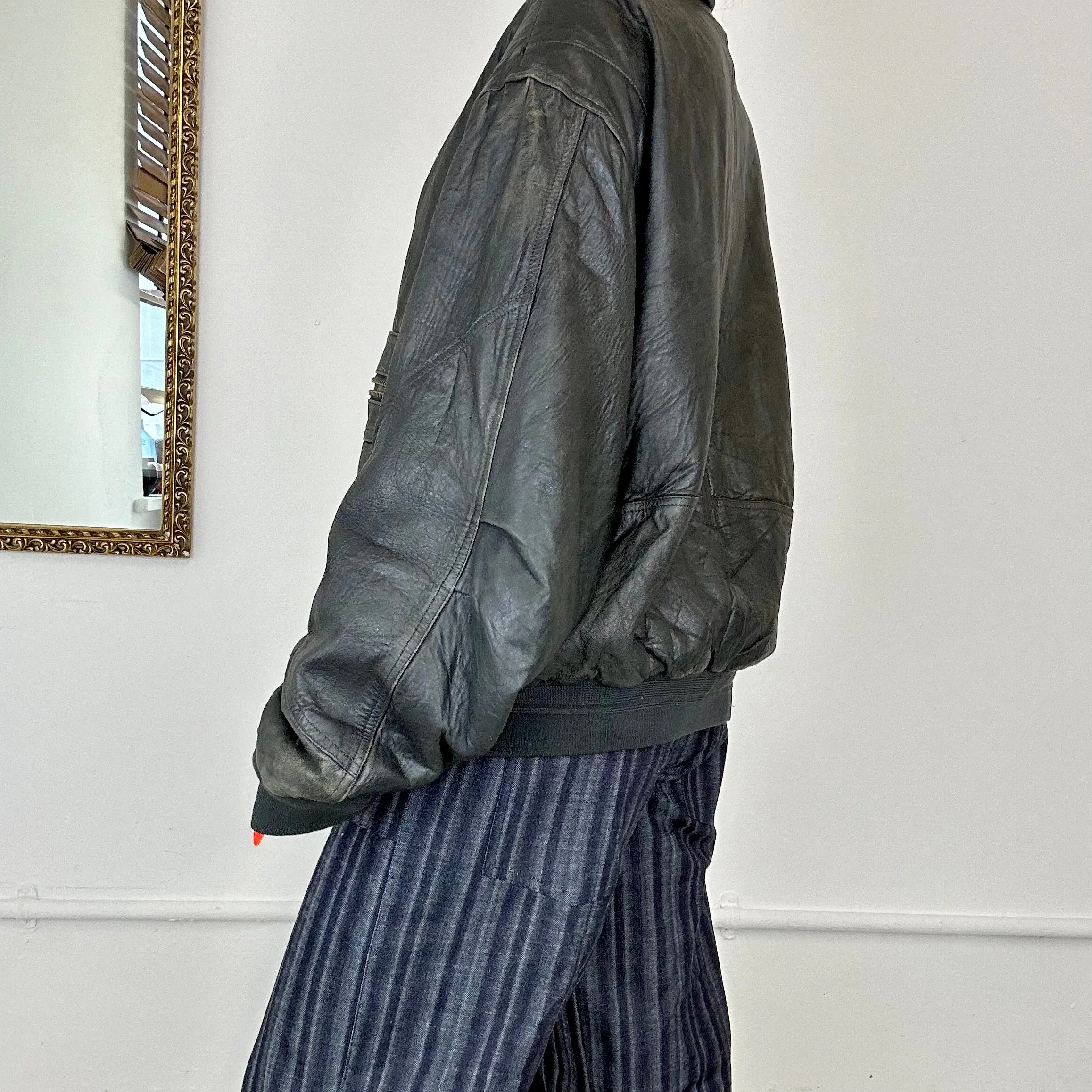 black bomber leather jacket