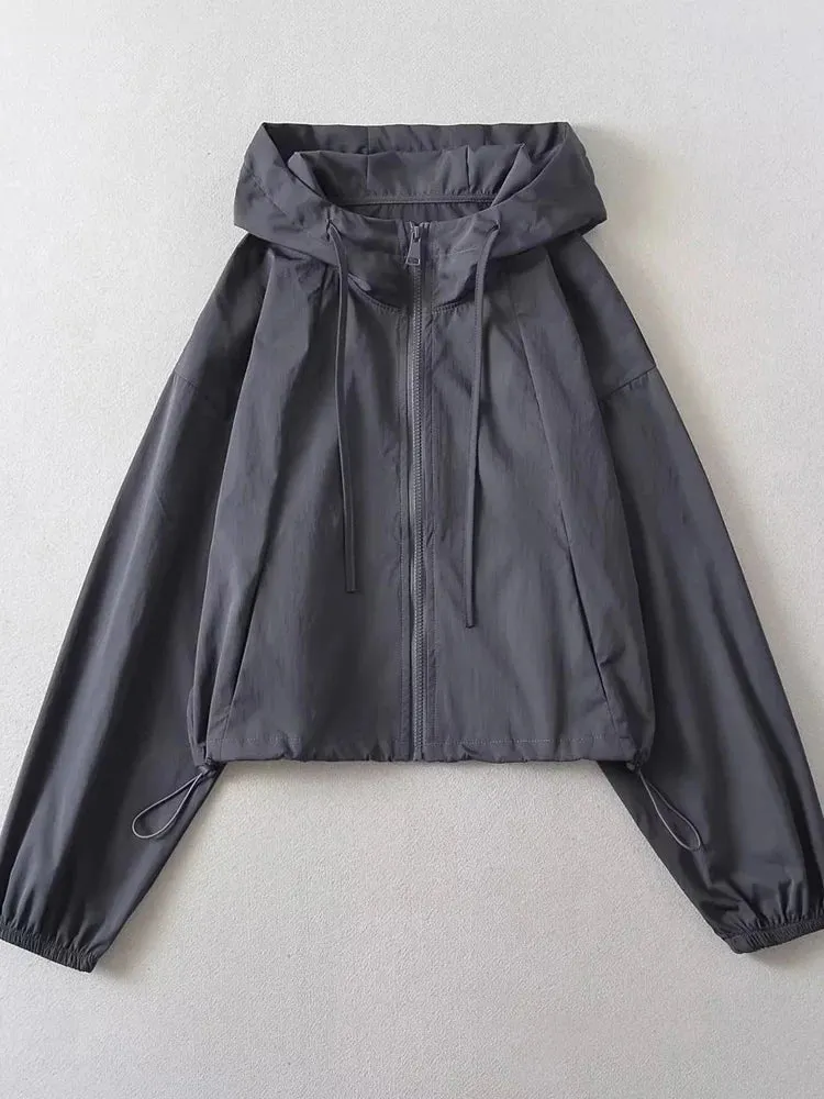 Bomber Jacket Cropped Hood Streetwear