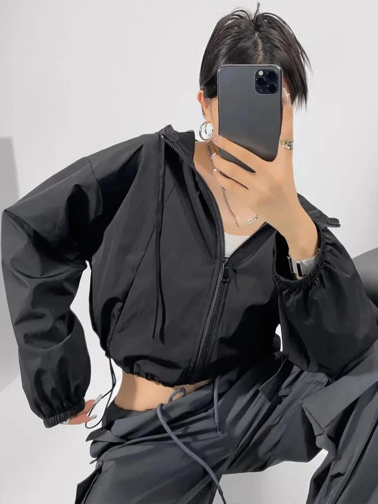 Bomber Jacket Cropped Hood Streetwear
