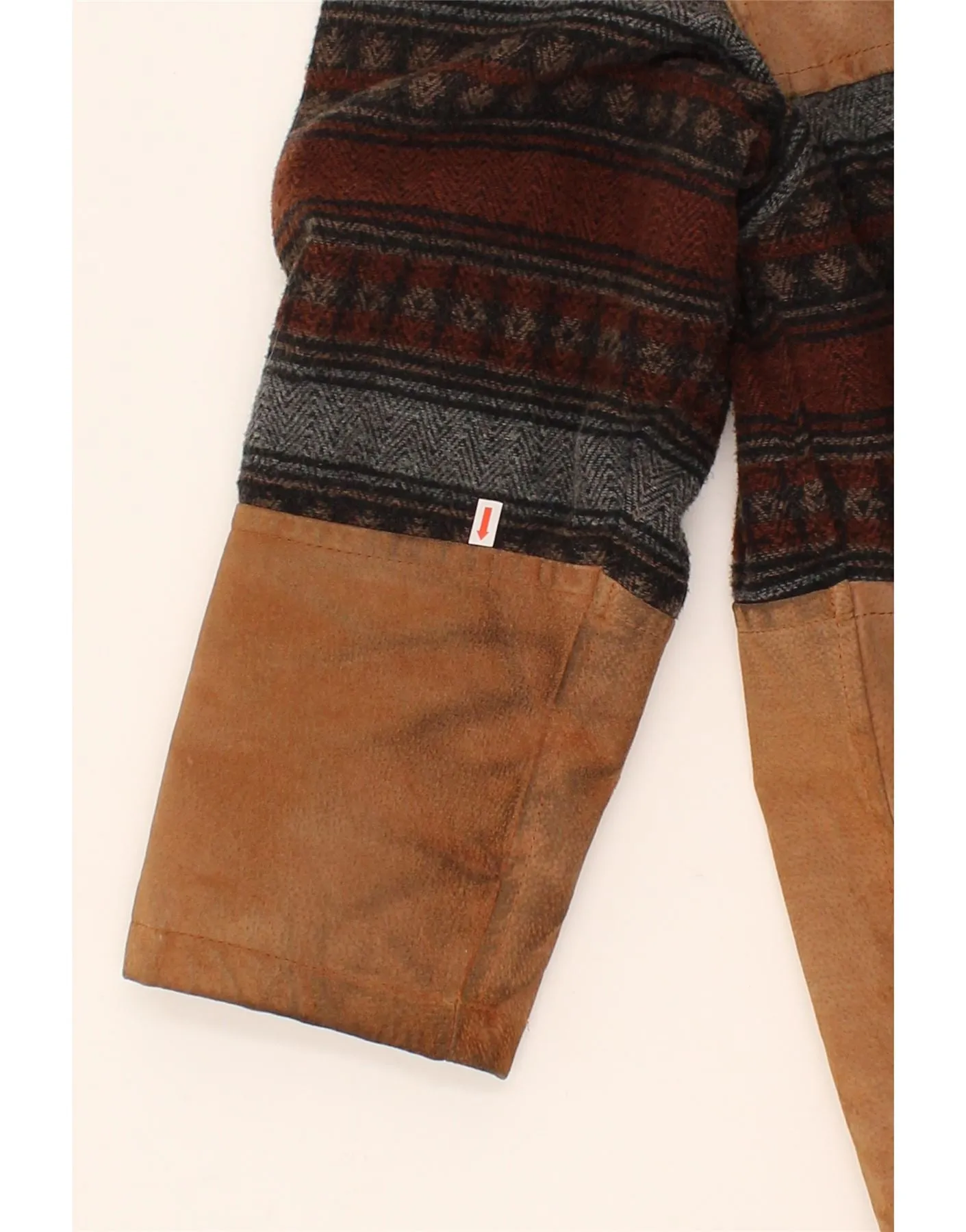 C&A Mens Sherpa Suede Jacket IT 52 XL Brown Colourblock Leather