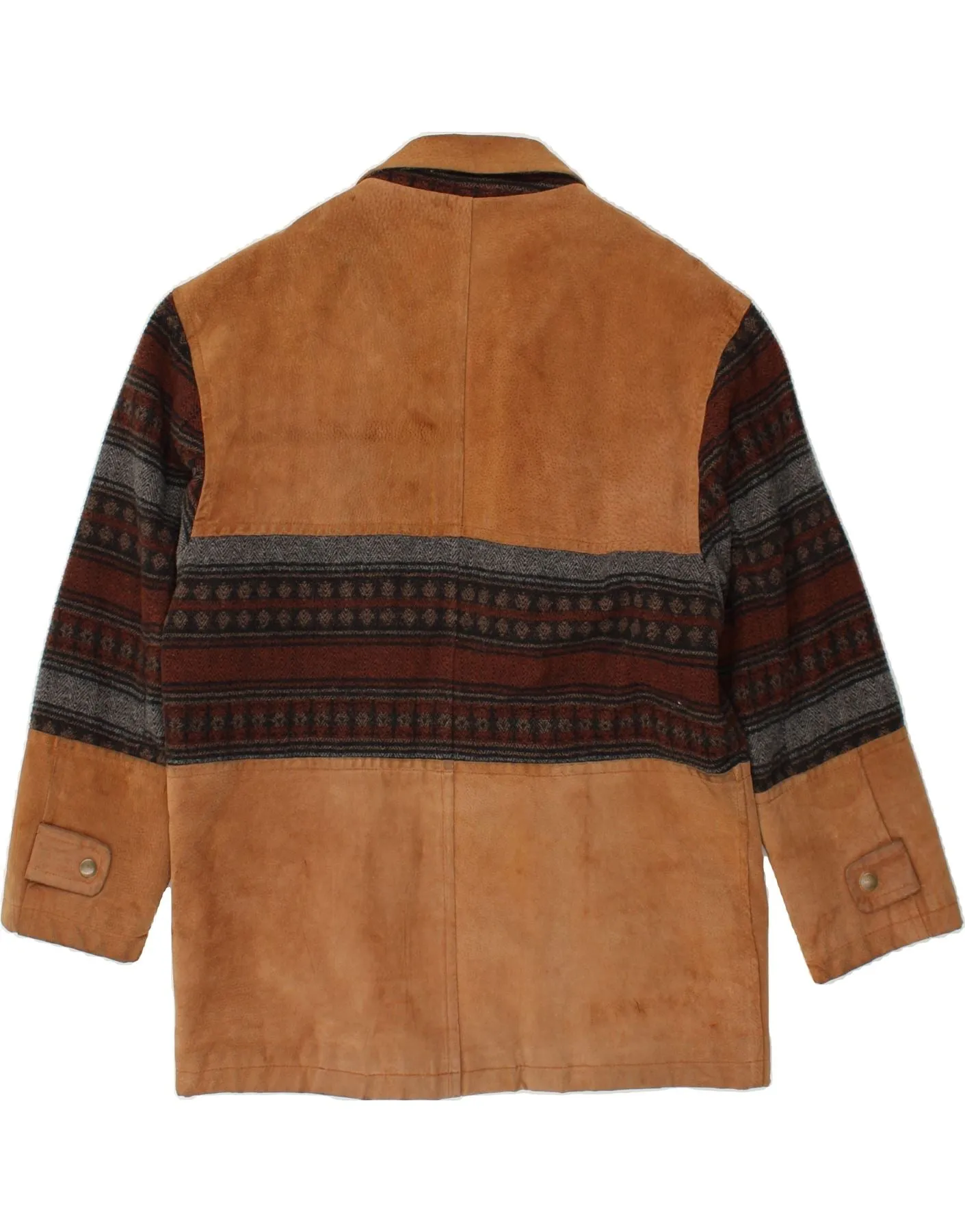 C&A Mens Sherpa Suede Jacket IT 52 XL Brown Colourblock Leather