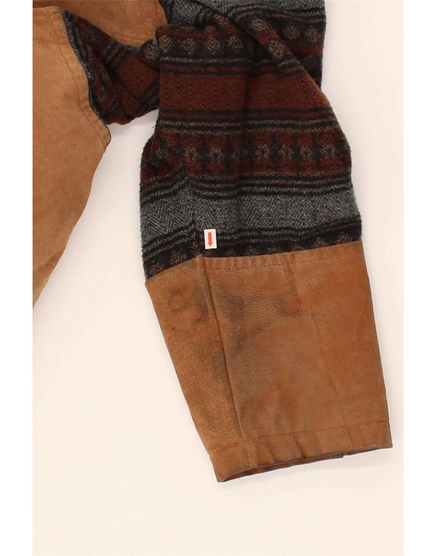 C&A Mens Sherpa Suede Jacket IT 52 XL Brown Colourblock Leather