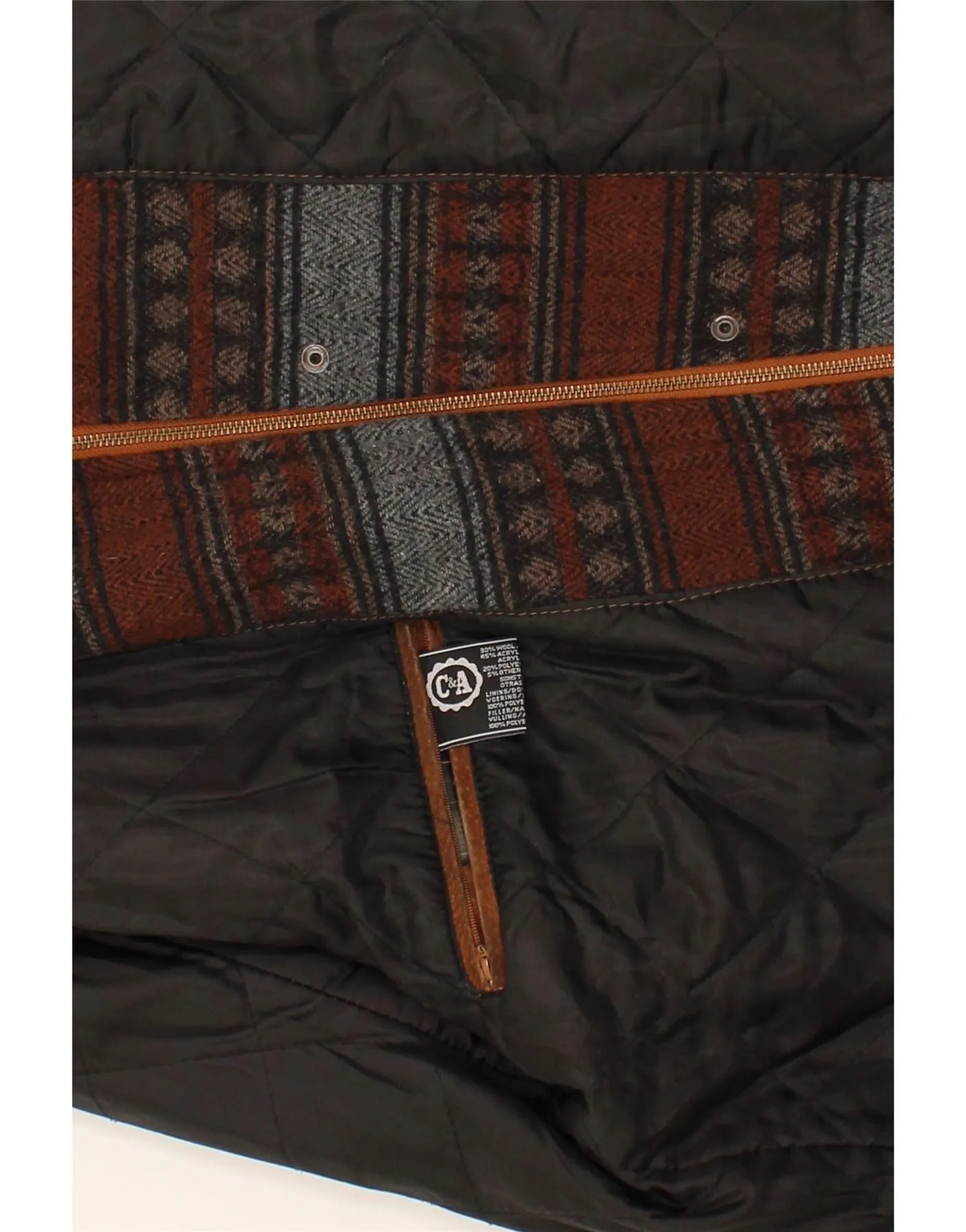C&A Mens Sherpa Suede Jacket IT 52 XL Brown Colourblock Leather