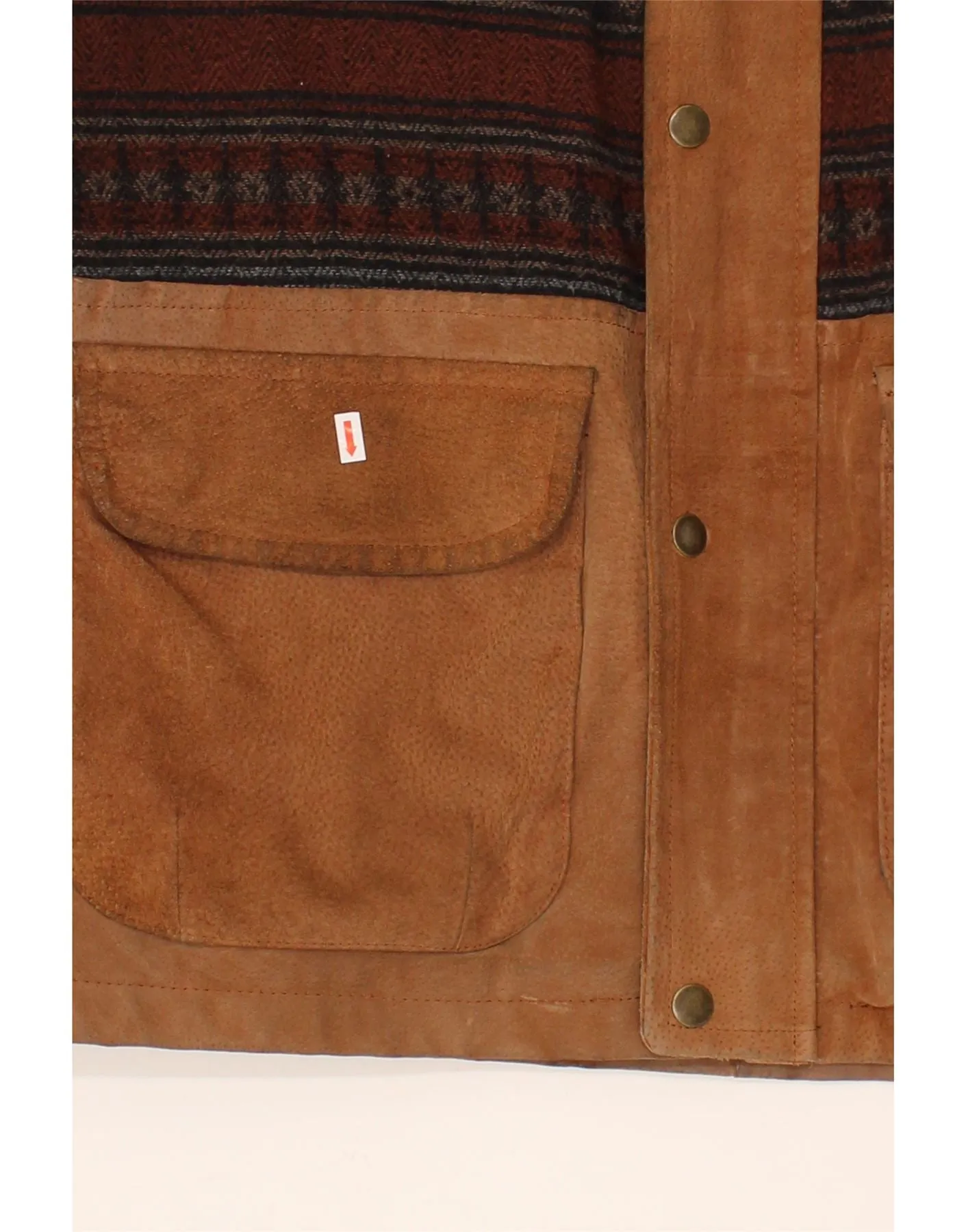 C&A Mens Sherpa Suede Jacket IT 52 XL Brown Colourblock Leather