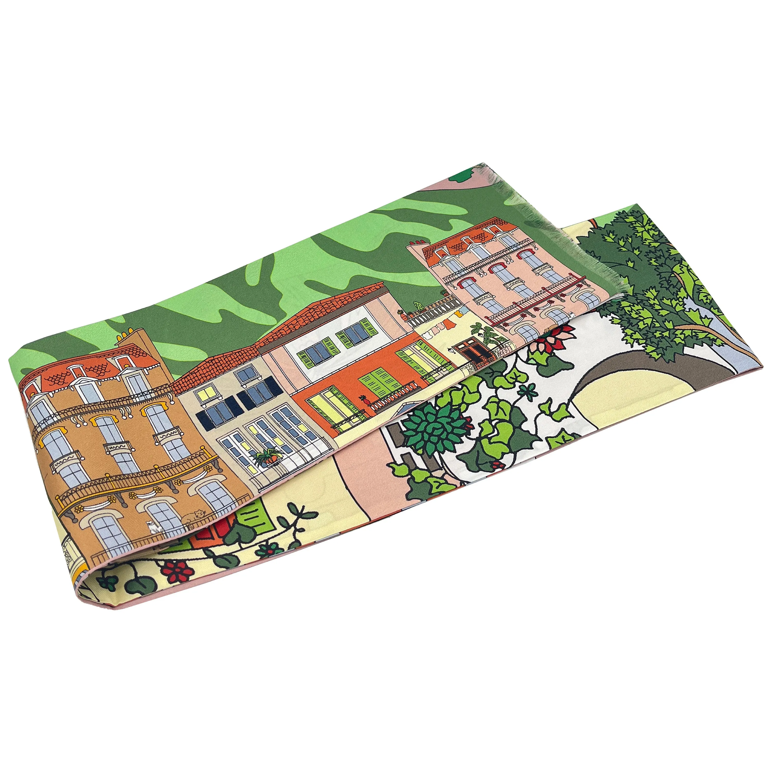 Capri Green orange and pink silk tie scarf