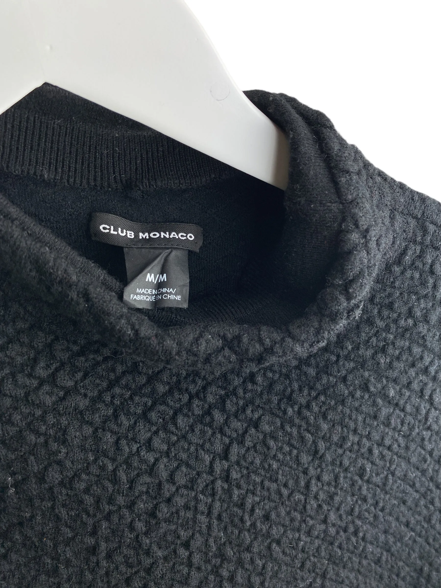 Club Monaco Women's Textured Dolman Funnel Neck Sweater Black Size M