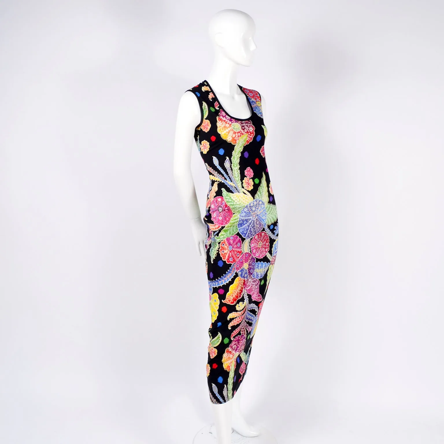 F/W 1993/94 Documented Gianni Versace Couture Black Floral Bodycon Dress