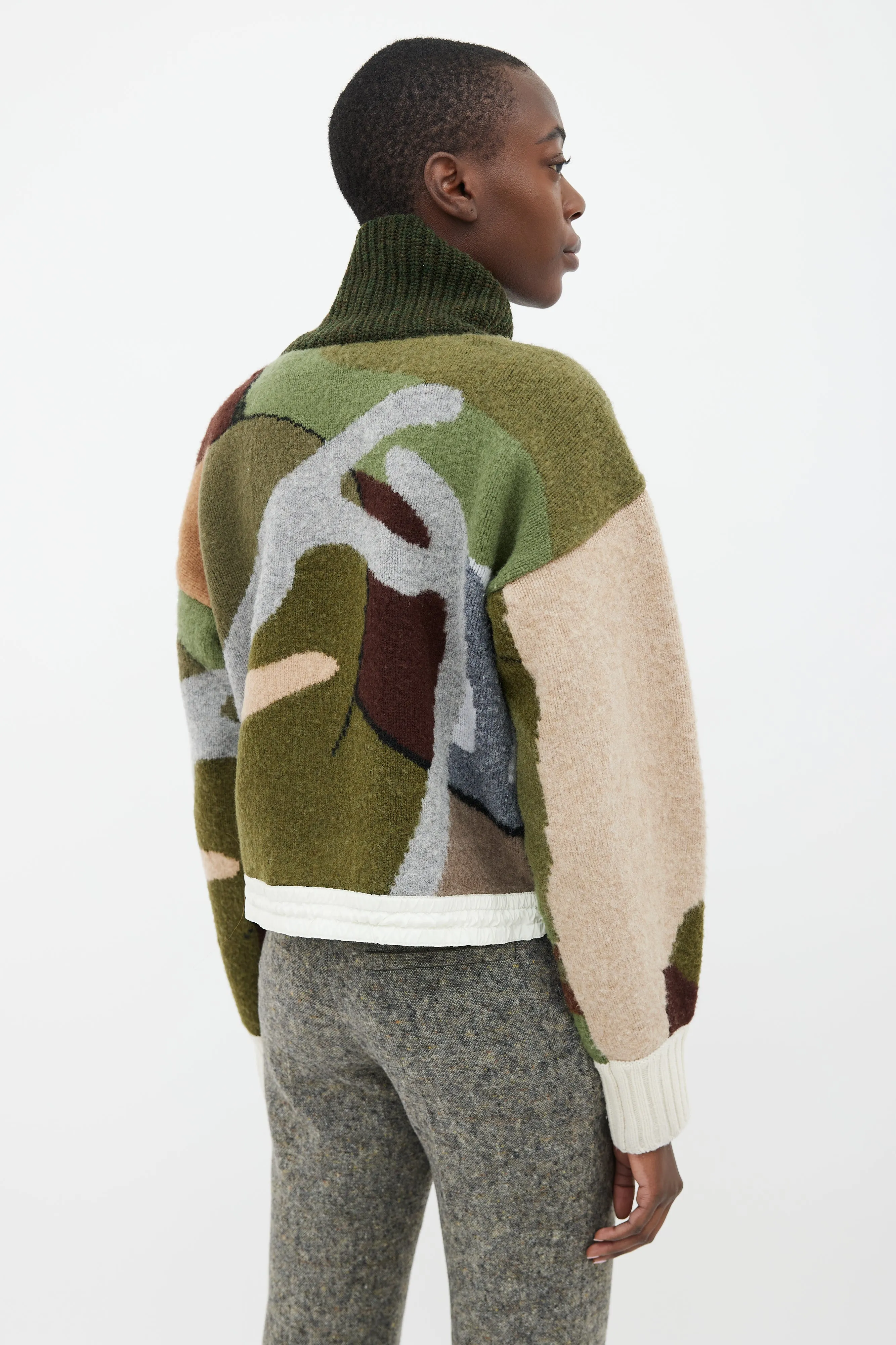 Green, Brown & Grey Turtleneck Sweater