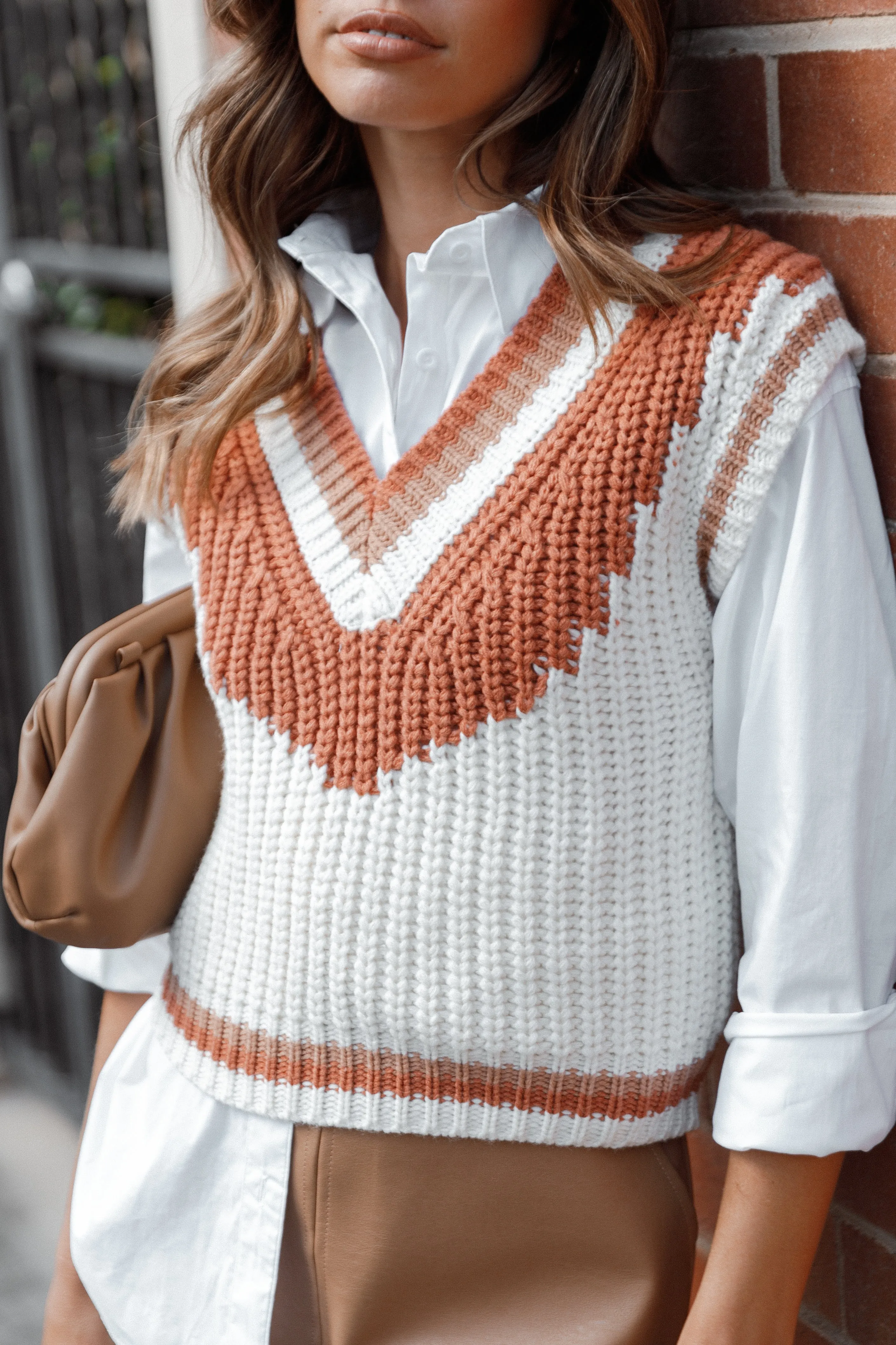 Halle Vneck Knit Sweater Vest - Ivory