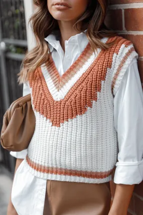 Halle Vneck Knit Sweater Vest - Ivory