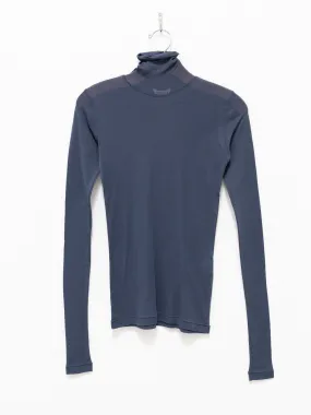 High Gauge Sheer Rib Turtleneck - Navy