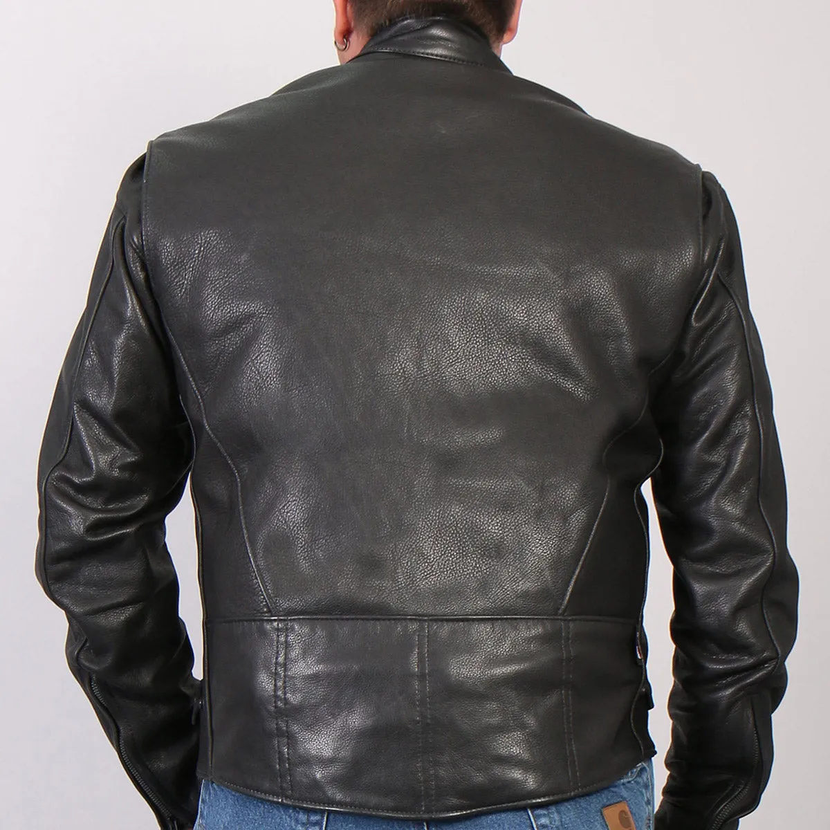 Hot Leathers JKM5001 Men's USA Made Black Premium Leather Racer Jacket