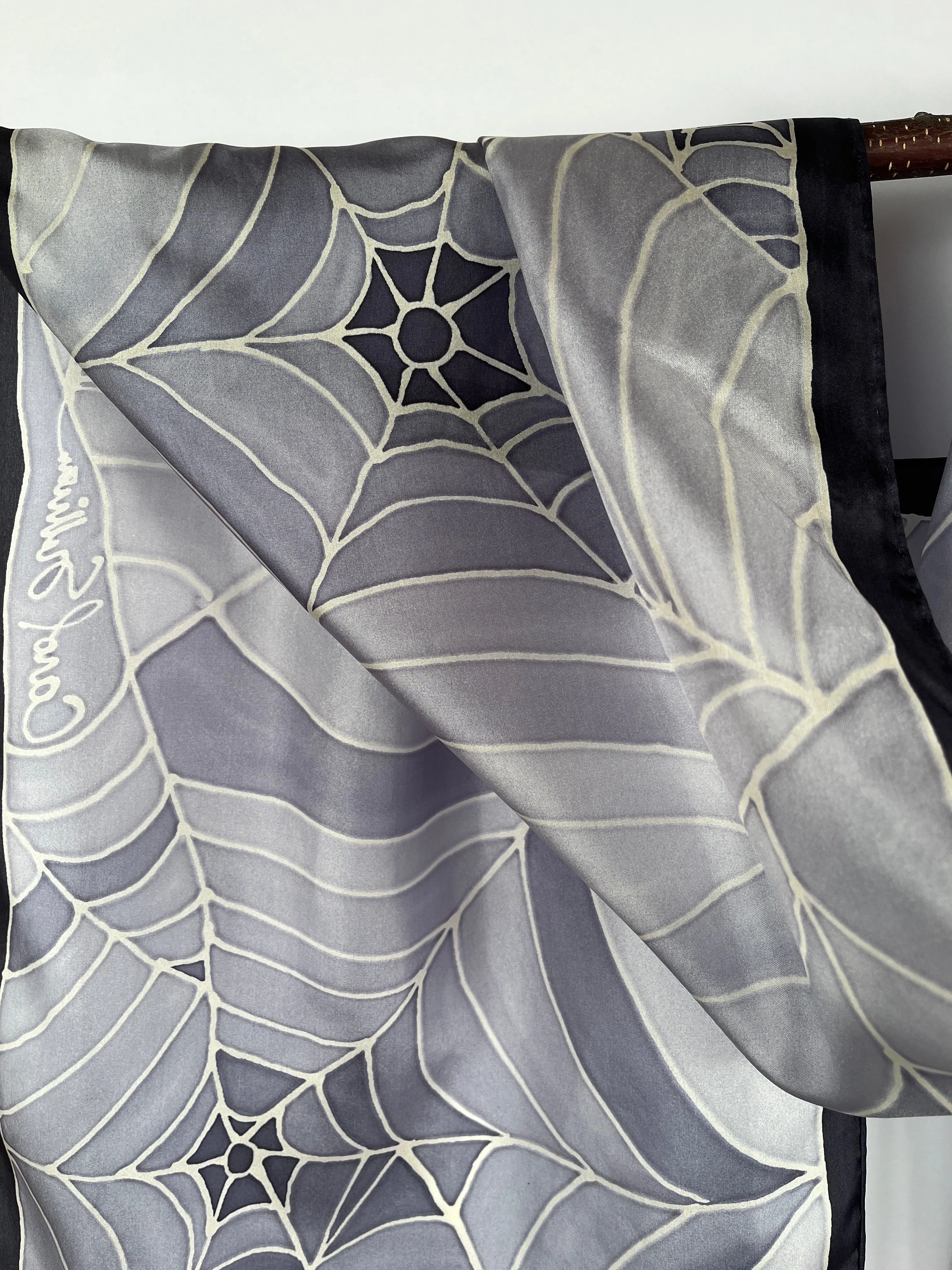“Just the Web" - Hand-dyed Silk Scarf - $145
