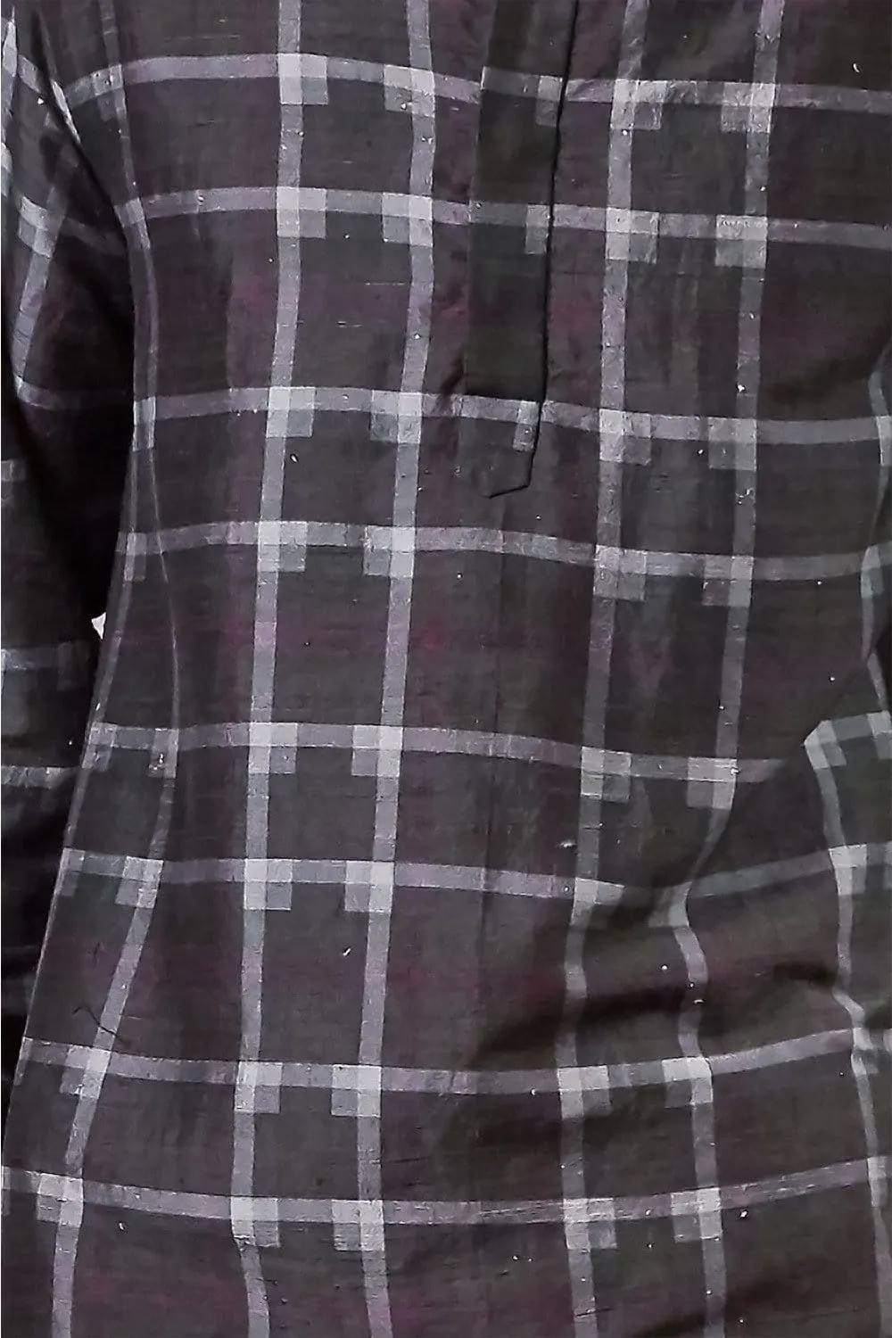 Lavanya Coodly Men's Blythe Charcoal Silk Shirt with Henley Neckline