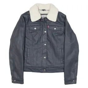 LEVI'S Leather Look Sherpa Lined Womens Jacket Blue XS