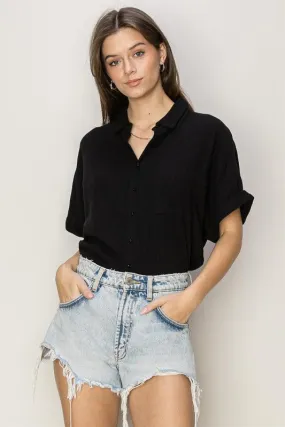 Linen Blend Shirt Black