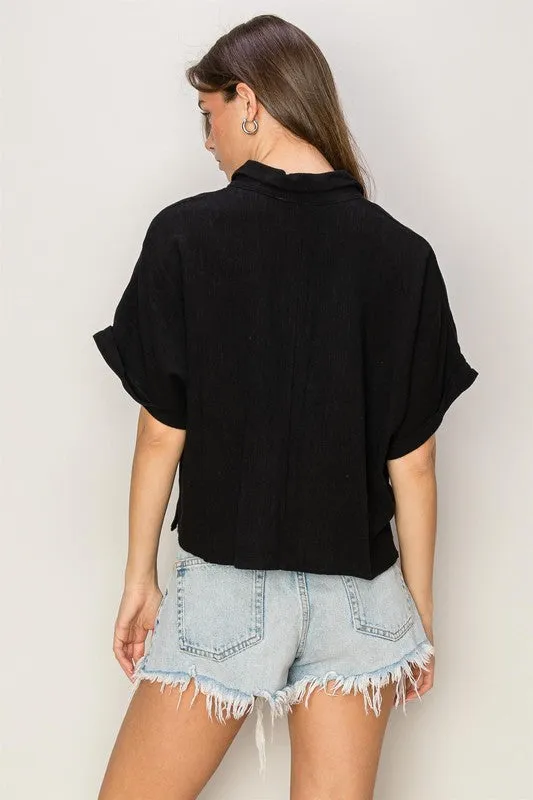 Linen Blend Shirt Black