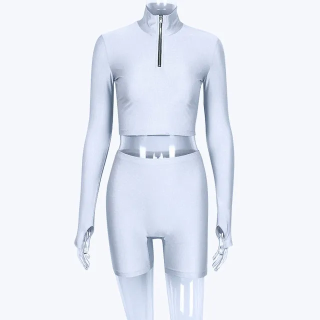 long sleeve zipper high neck