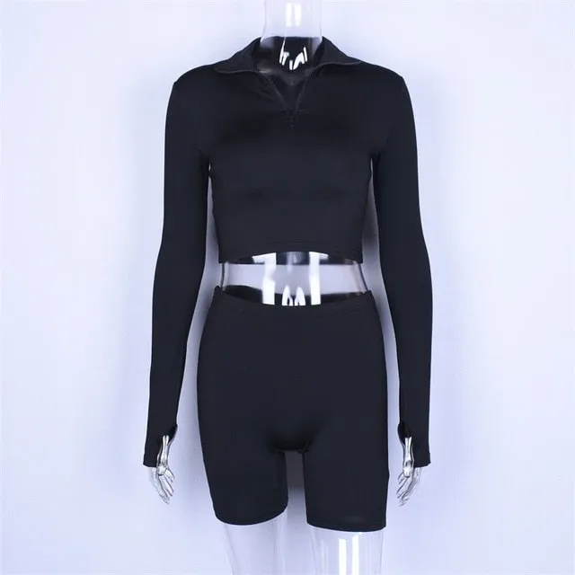 long sleeve zipper high neck
