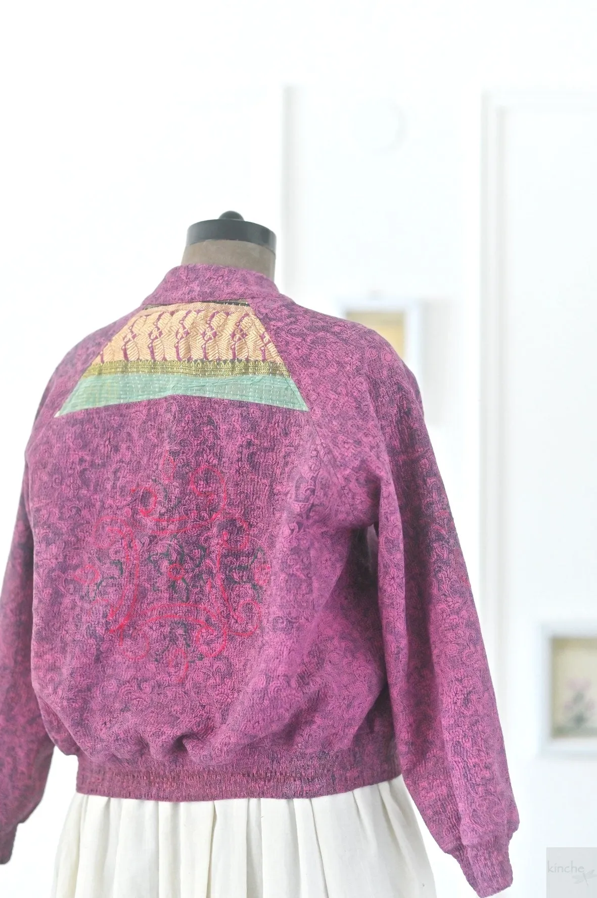 Medium, Adeline Jacket in a beautiful Vintage Print, Quilted Cotton Kantha