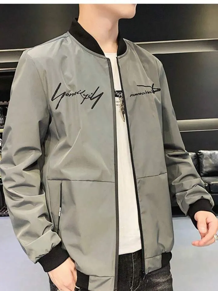 Men Men Letter Embroidery Bomber Jacket     S379014