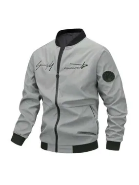 Men Men Letter Embroidery Bomber Jacket     S379014