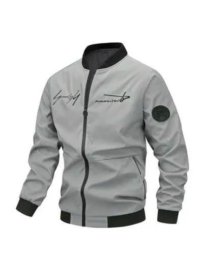 Men Men Letter Embroidery Bomber Jacket     S379014