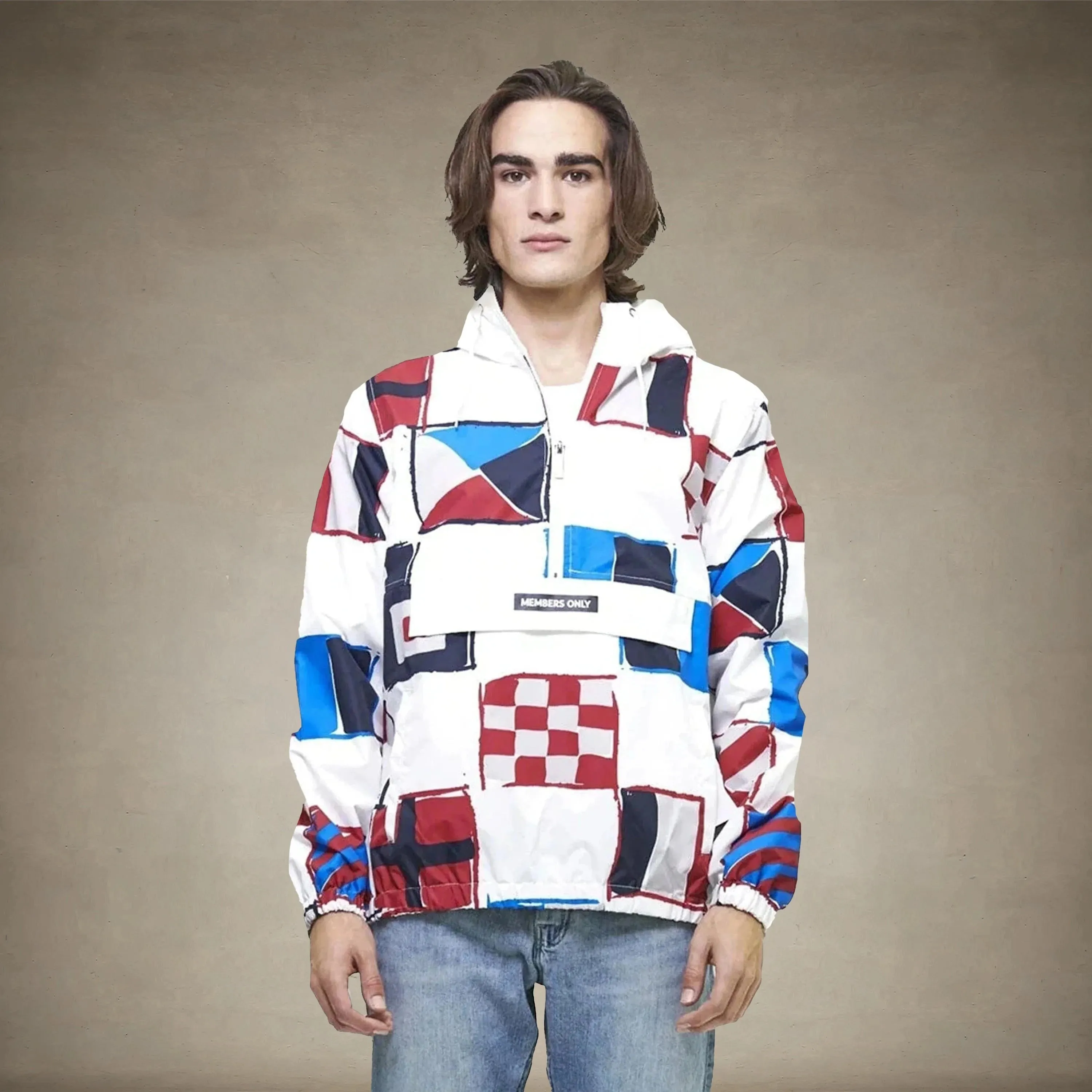Men's Flag Print Pullover Windbreaker Jacket  - FINAL SALE
