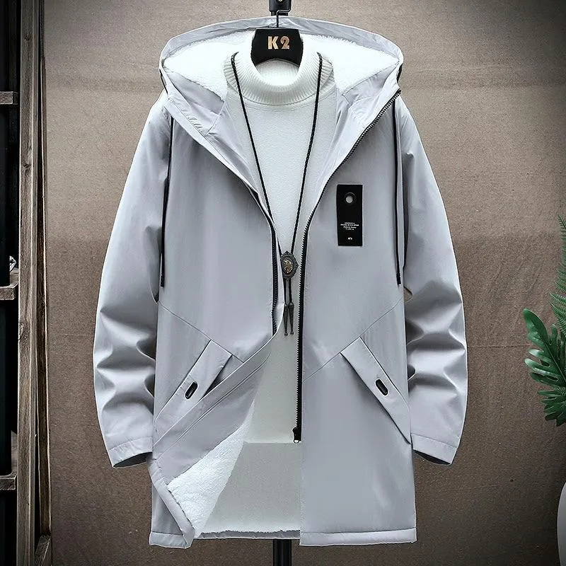 Men's Fleece Mid-length Hooded Jacket 42945200YM