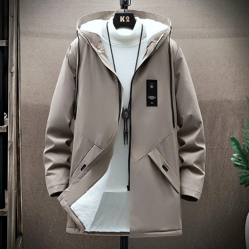 Men's Fleece Mid-length Hooded Jacket 42945200YM