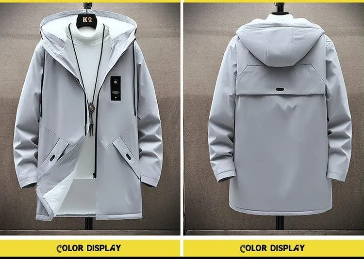 Men's Fleece Mid-length Hooded Jacket 42945200YM