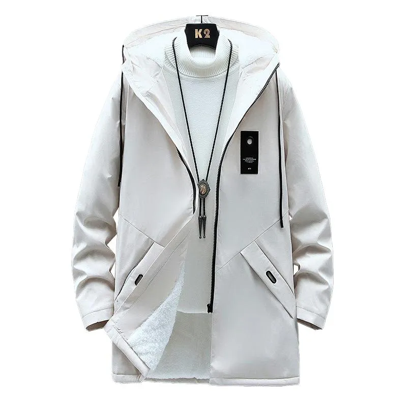 Men's Fleece Mid-length Hooded Jacket 42945200YM