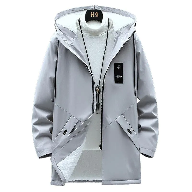 Men's Fleece Mid-length Hooded Jacket 42945200YM