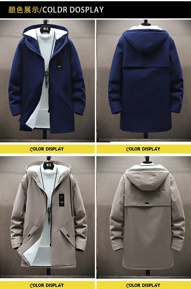 Men's Fleece Mid-length Hooded Jacket 42945200YM