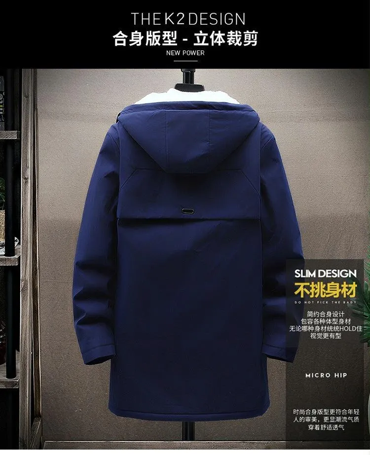 Men's Fleece Mid-length Hooded Jacket 42945200YM