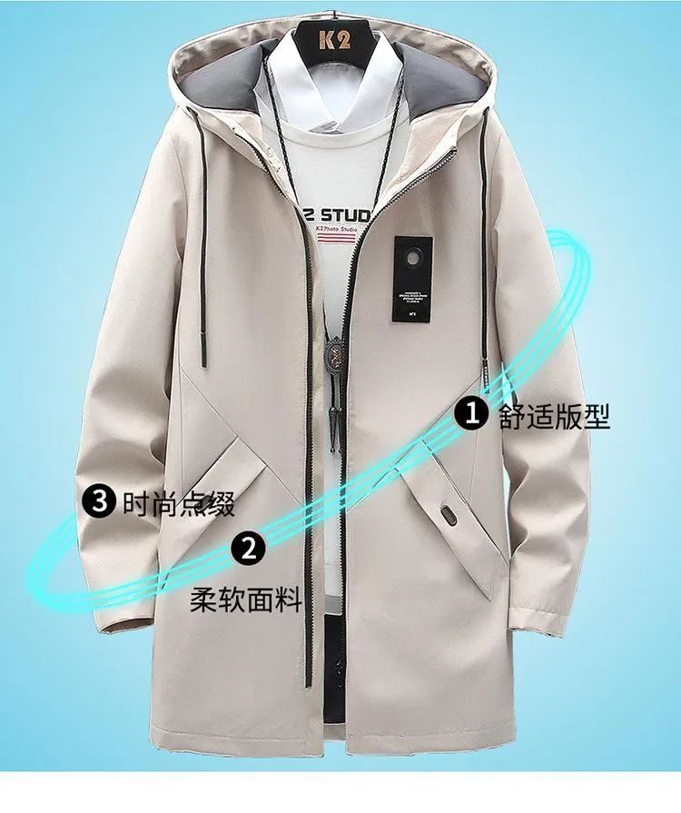 Men's Fleece Mid-length Hooded Jacket 42945200YM