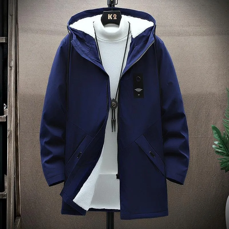 Men's Fleece Mid-length Hooded Jacket 42945200YM