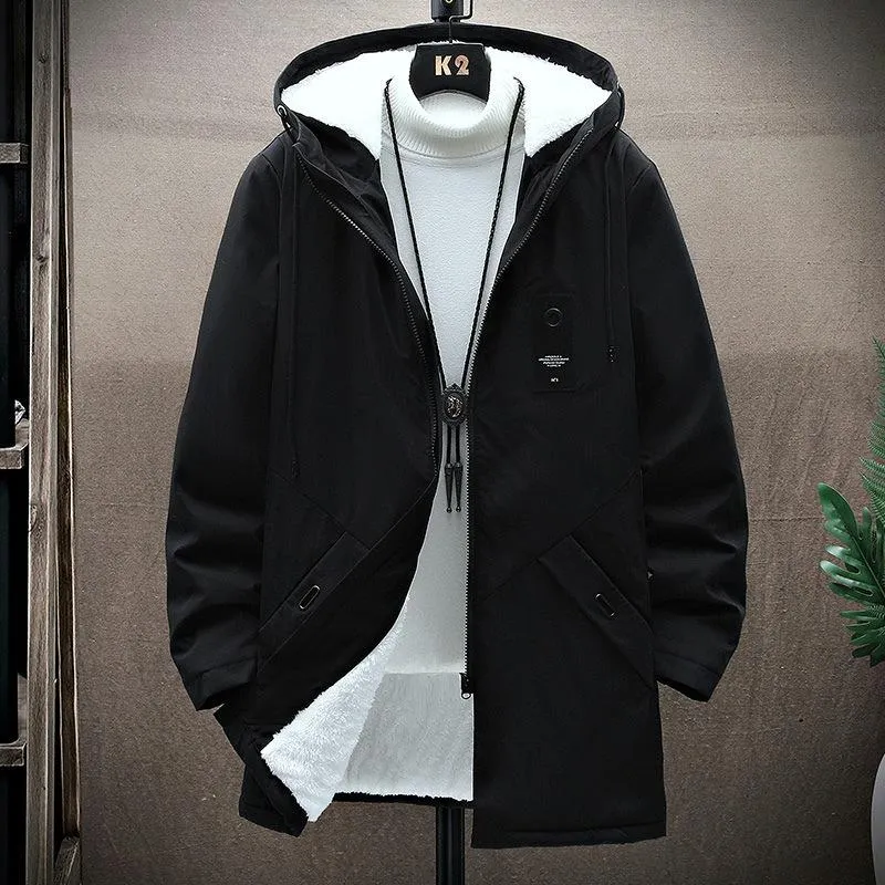 Men's Fleece Mid-length Hooded Jacket 42945200YM