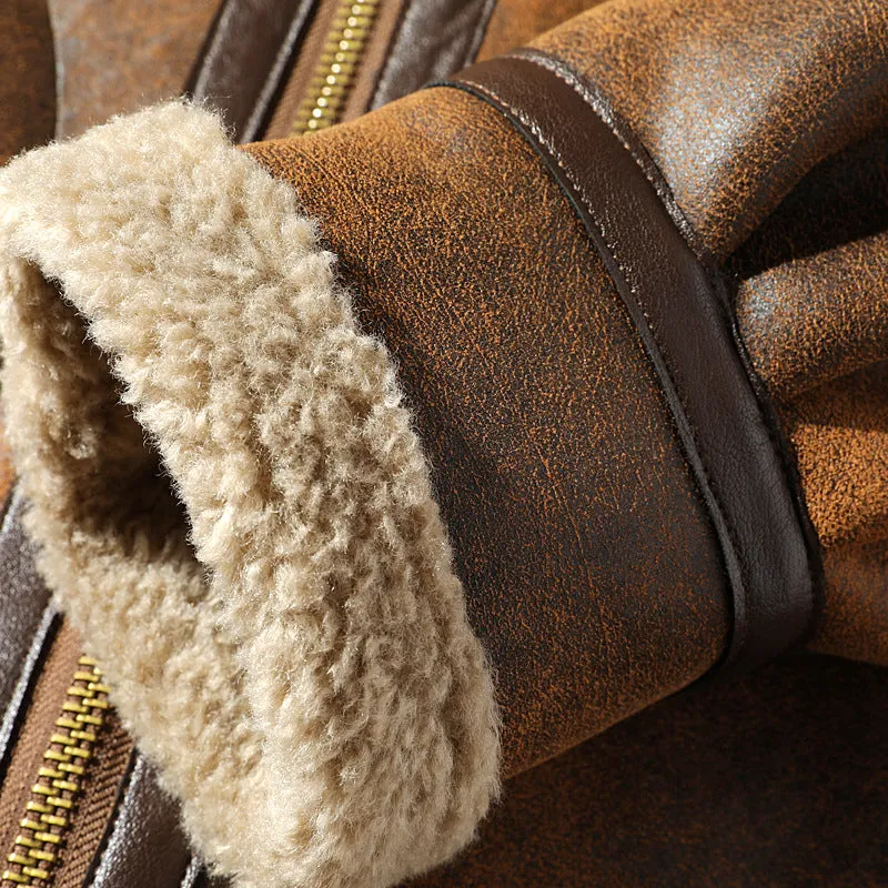 Men's Leather Sherpa Lined Winter Jacket