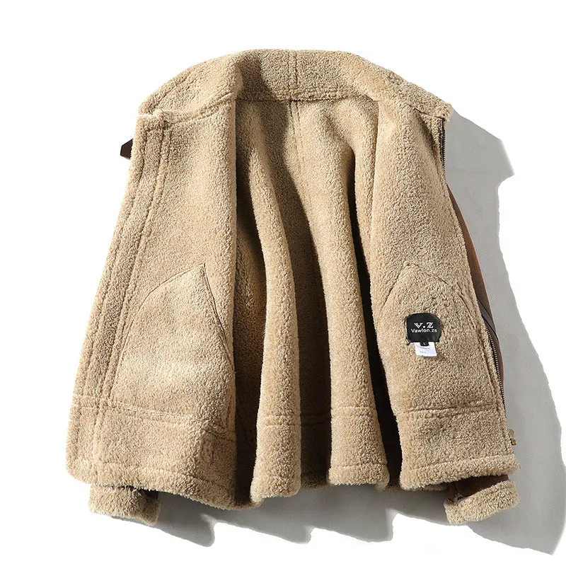 Men's Leather Sherpa Lined Winter Jacket