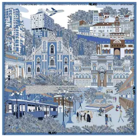 Milan light blue silk scarf 90