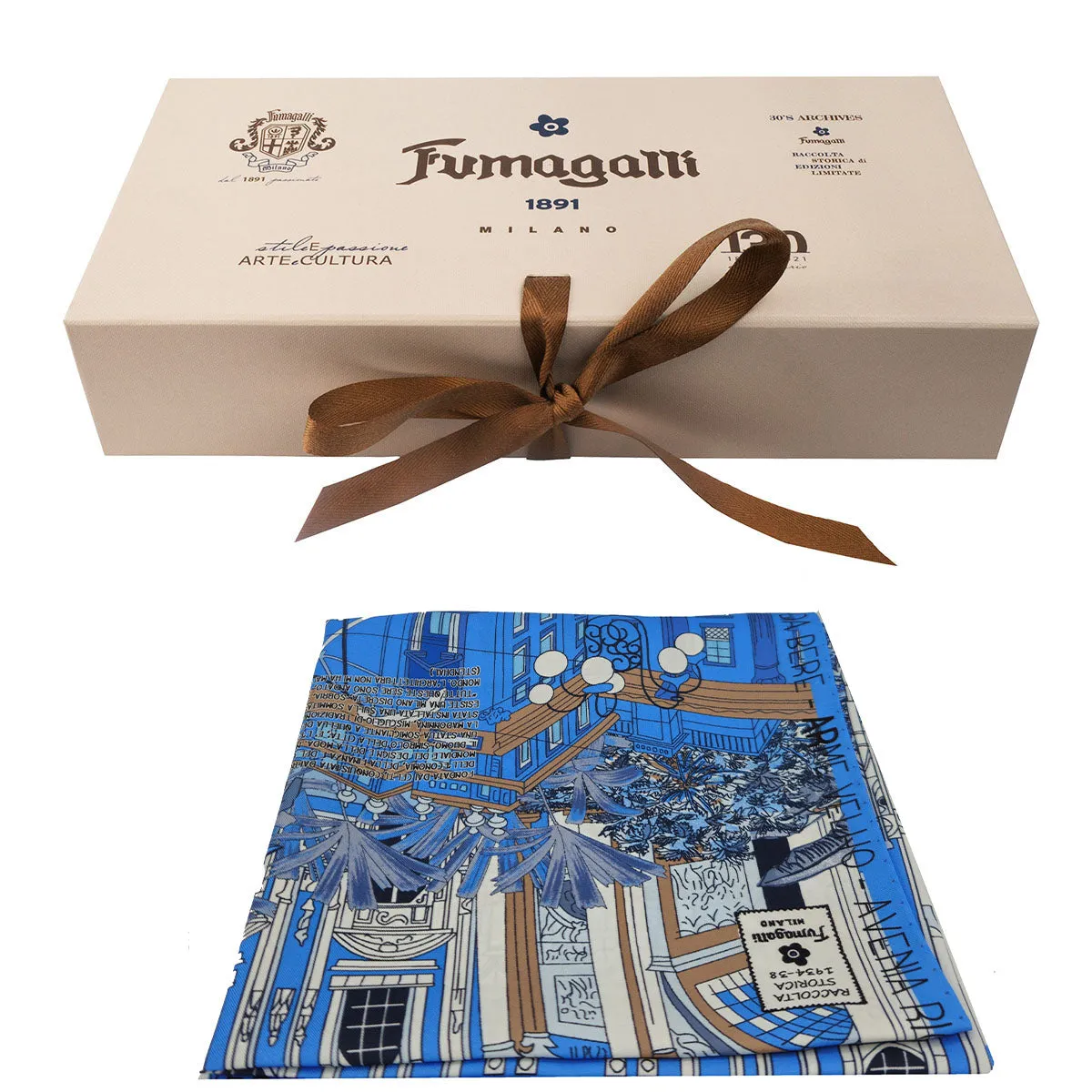 Milan light blue silk scarf 90